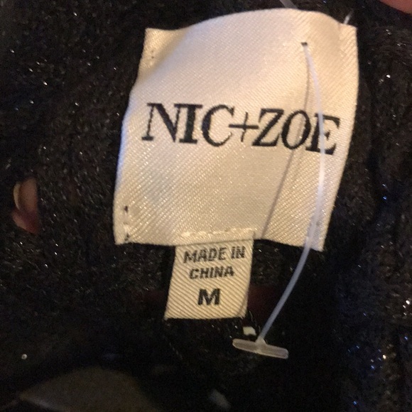 Nic and Zoe NWT black metallic knit lace jacket size M - Picture 6 of 7